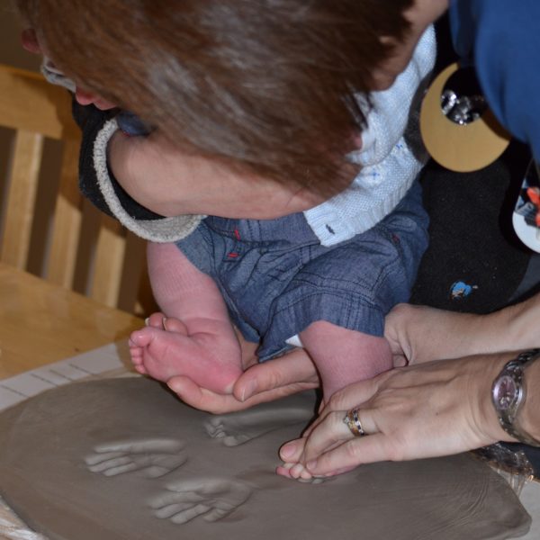Baby hand and foot clay prints