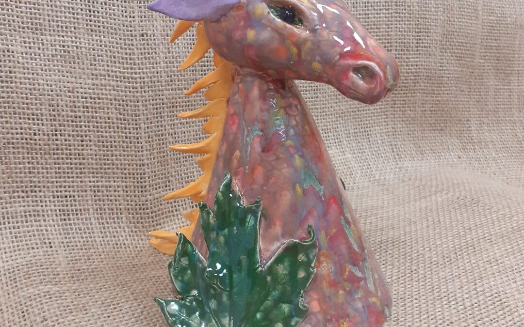 hand build clay dragon which smokes over incense cone